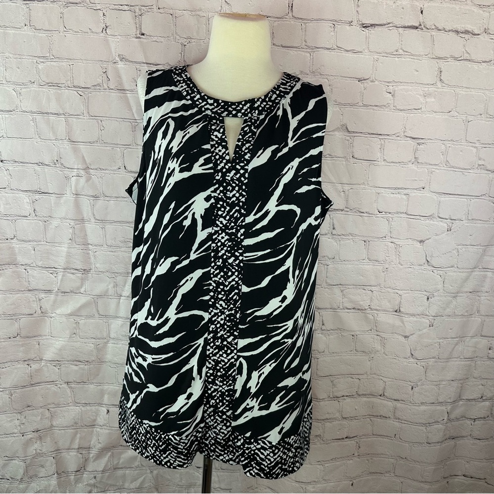 Dana Buchman animal print zebra contrast print mini shift dress sleeveless XL